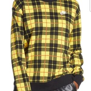 Nike Women's Black and Yellow Plaid Sweater
